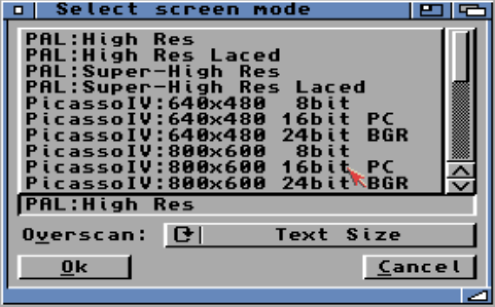 IMP3 screen mode requester