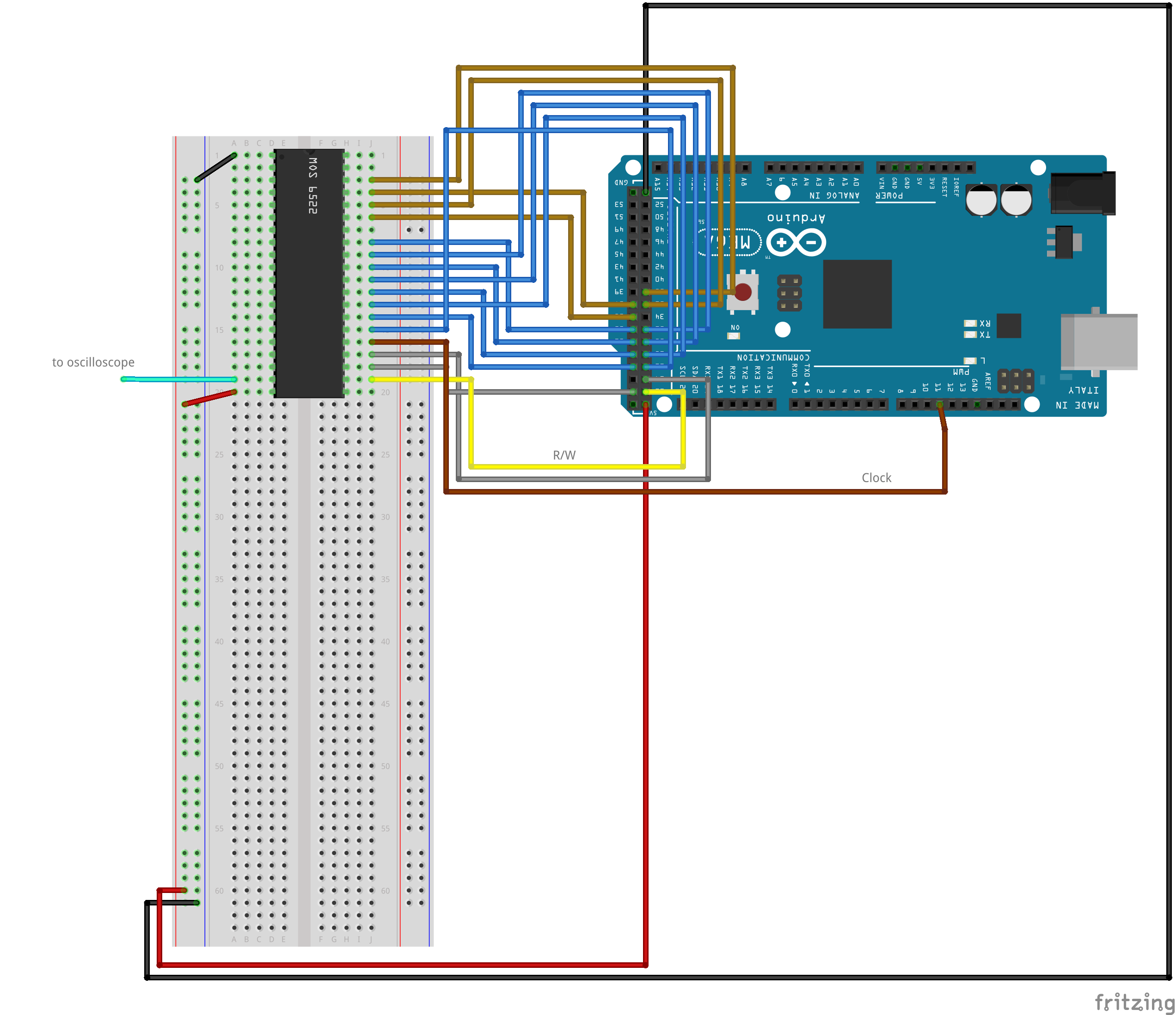 MOS 6522 VIA's Shift Register controlled by Arduino.