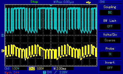 The last, high-pitched bars of Saxion intro as measured at ULA and MIC socket.